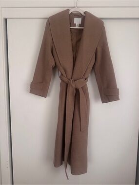 H&M Camel Wool-Blend Wrap Coat